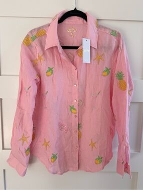 NWT Lilly Pulitzer Sea View Linen Shirt